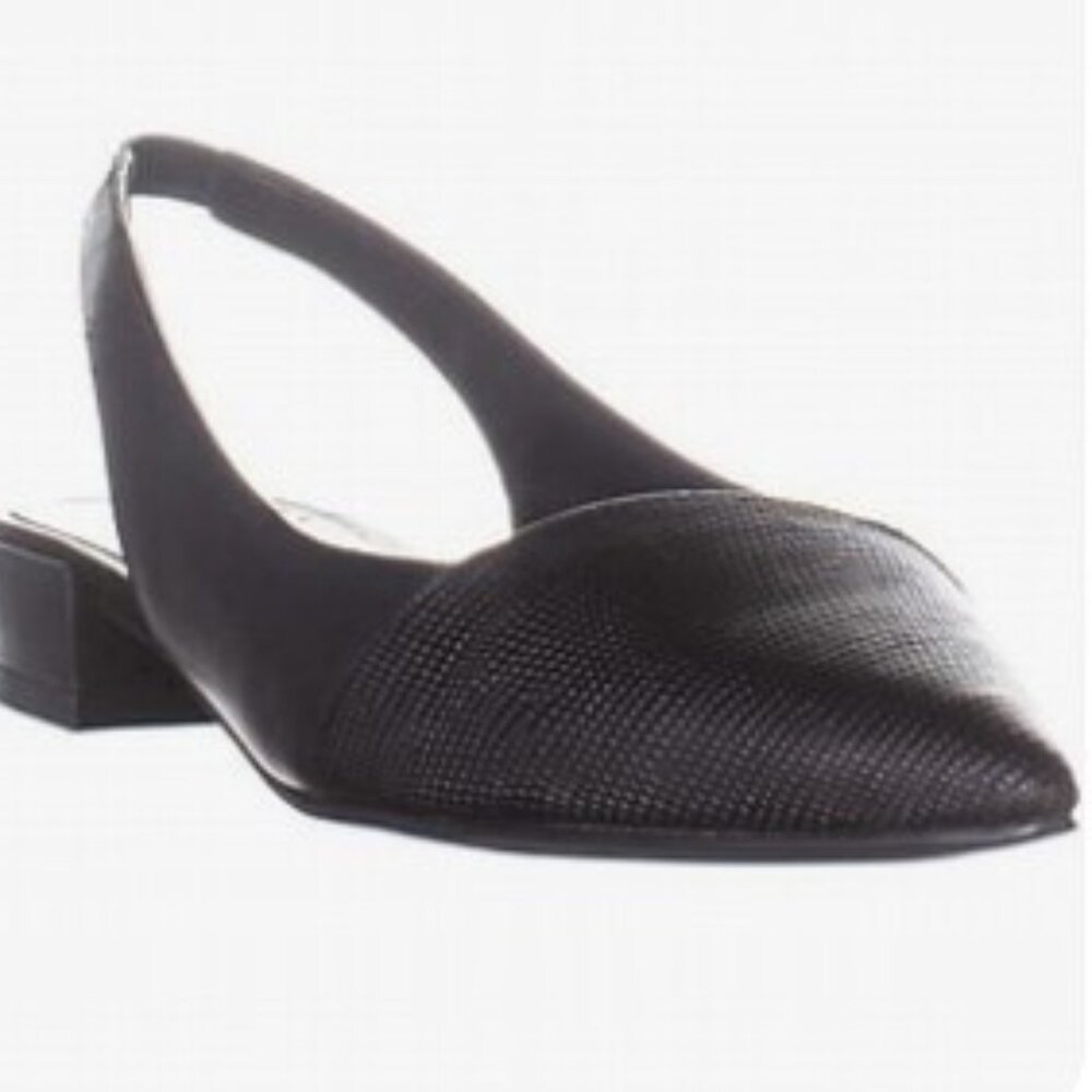 NINE WEST black leather Forlove Pointy Toe Slingback Flat – Size 10 NWT